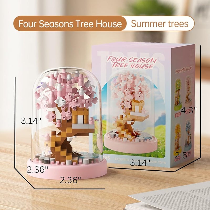 مجموعة مكعبات بناء منزل الشجرة الصيفي هدية ألعاب إبداعية للأطفال والكبار لأربعة مواسم